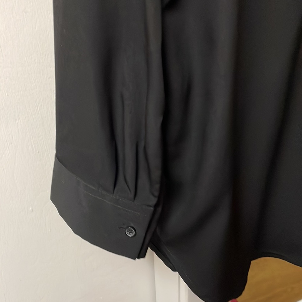 Silky Black Button Down Blouse - image 3